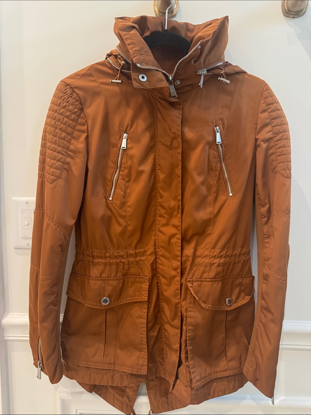 BCBGeneration Burnt Orange Utility Jacket with Hood